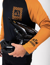 "Warped Checkers" Long Sleeve Jersey Black / Old Gold