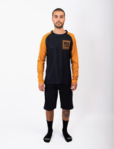 "Warped Checkers" Long Sleeve Jersey Black / Old Gold