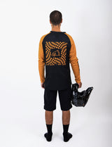 "Warped Checkers" Long Sleeve Jersey Black / Old Gold