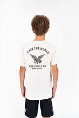 "Spread Eagle” YOUTH S/S Tech Tee Vanilla