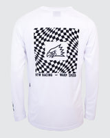 "Warped Checkers" Long Sleeve Jersey White