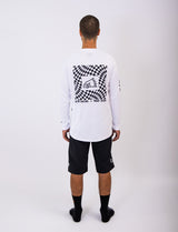 "Warped Checkers" Long Sleeve Jersey White
