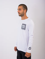 "Warped Checkers" Long Sleeve Jersey White