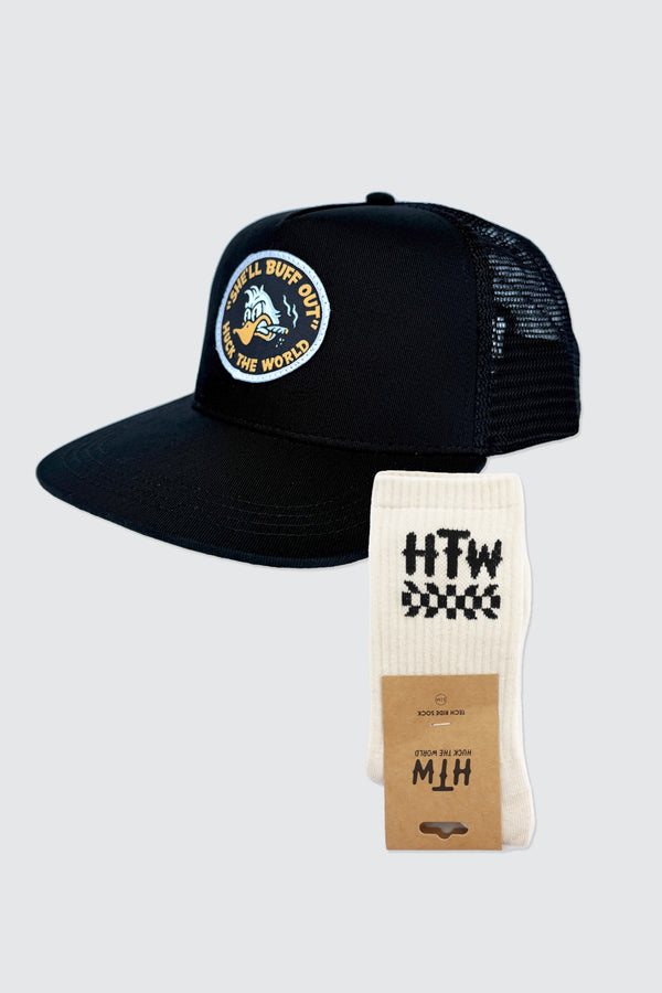 "She'll Buff" Trucker + Sock Bundle