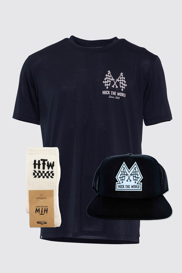"Flags" Black Tech Tee + Trucker + Socks Bundle