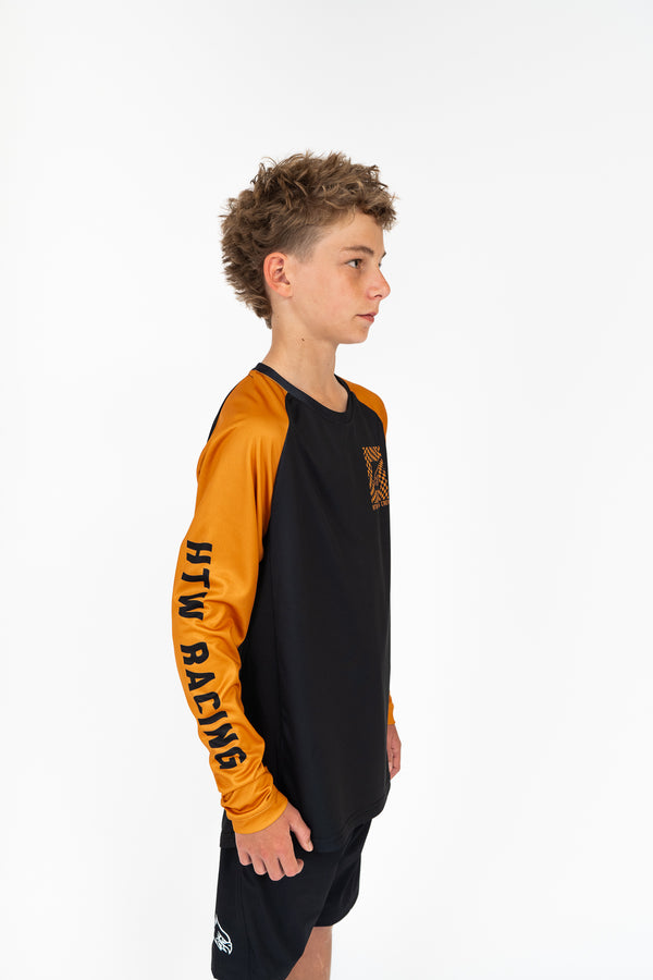 "Warped Checkers" YOUTH Long Sleeve Jersey Black