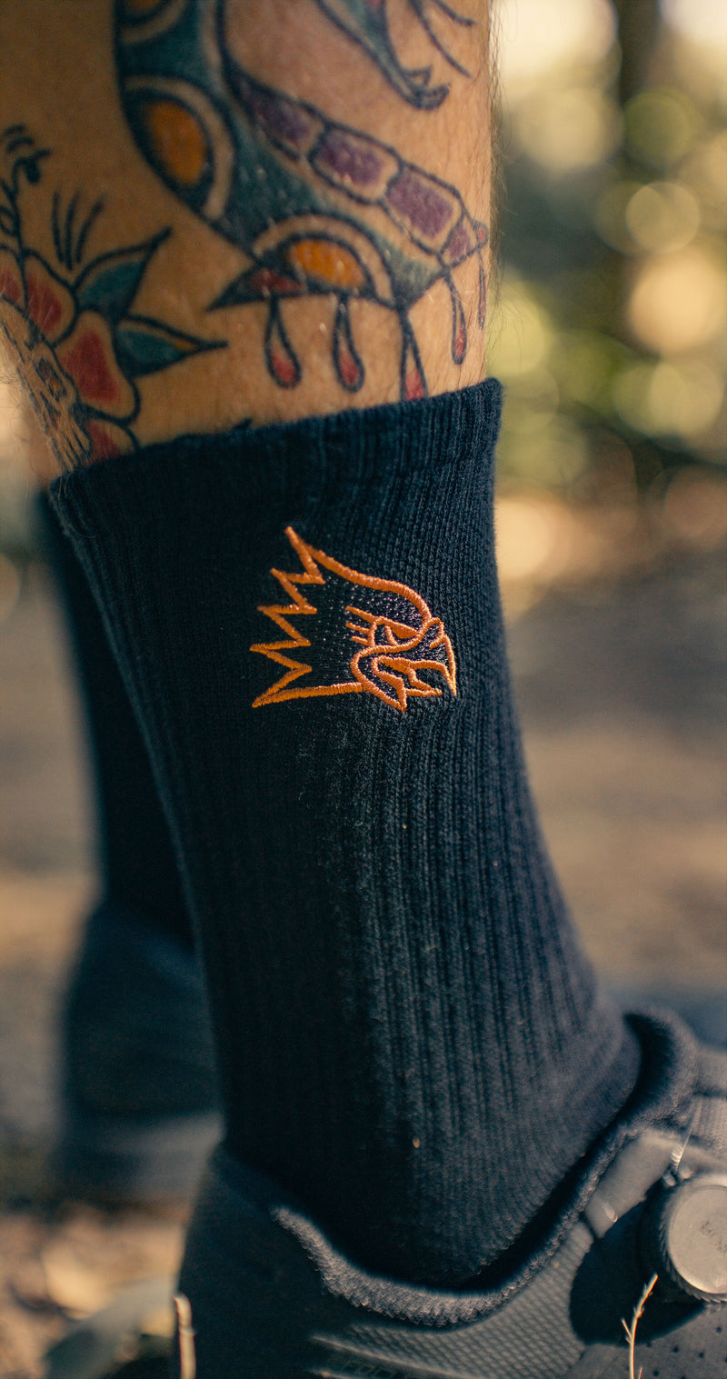 "Eagle Head Embro" Socks Black