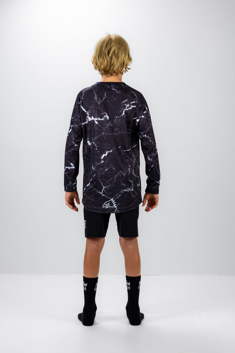 "Blacked Marble" YOUTH Long Sleeve Jersey