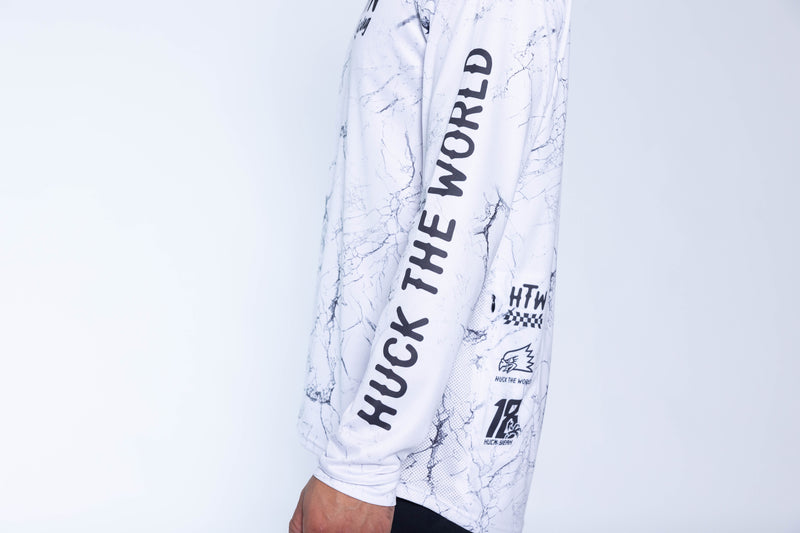 "Racing White Marble" Long Sleeve Jersey