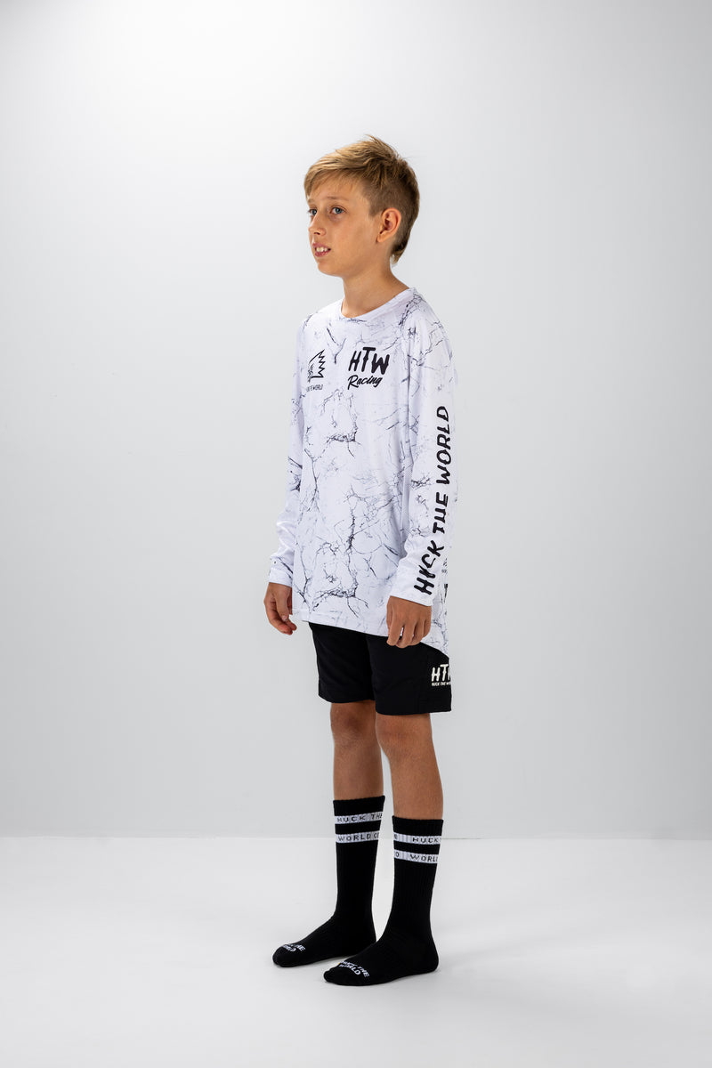 "Racing White Marble" YOUTH Long Sleeve Jersey