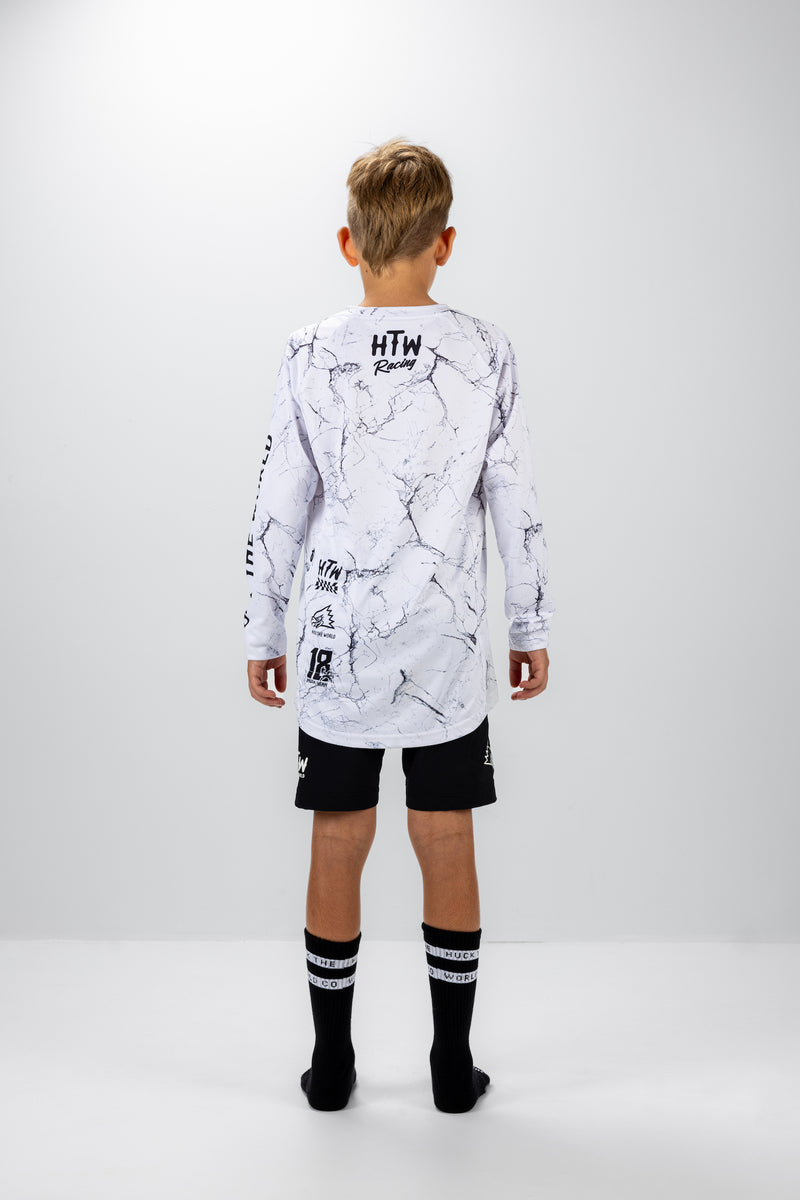 "Racing White Marble" YOUTH Long Sleeve Jersey