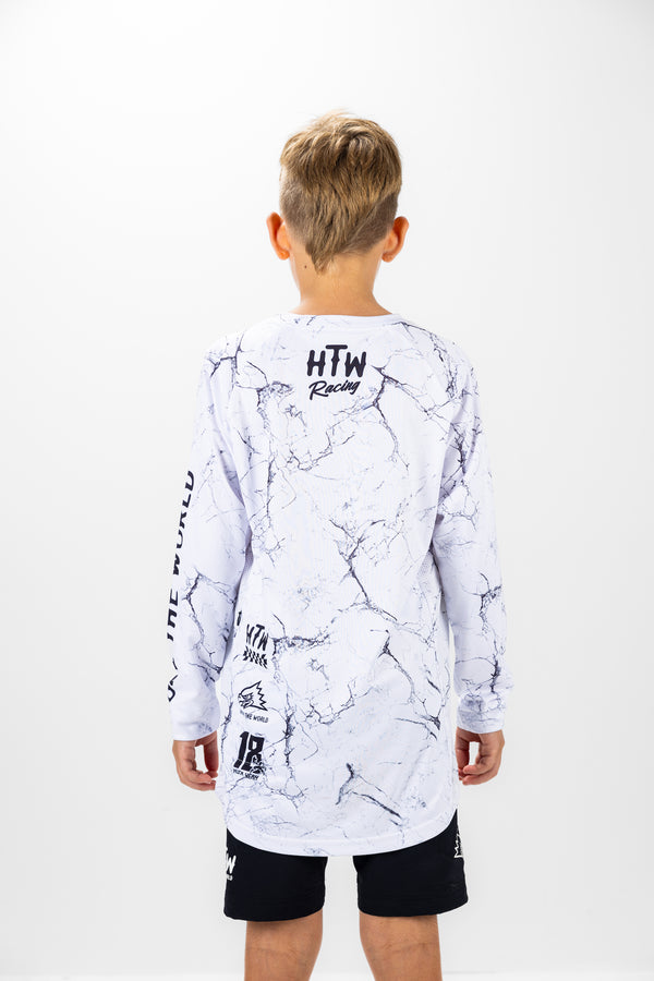 "Racing White Marble" YOUTH Long Sleeve Jersey