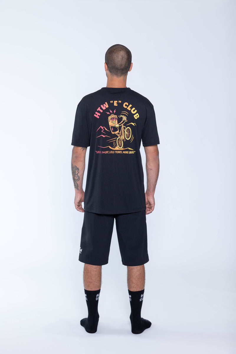 "HTW 'E' Club” S/S Tech Tee Black