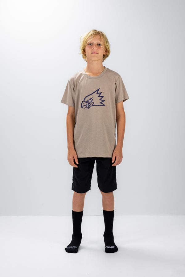 "Eagle Head” YOUTH S/S Tech Tee Mushroom