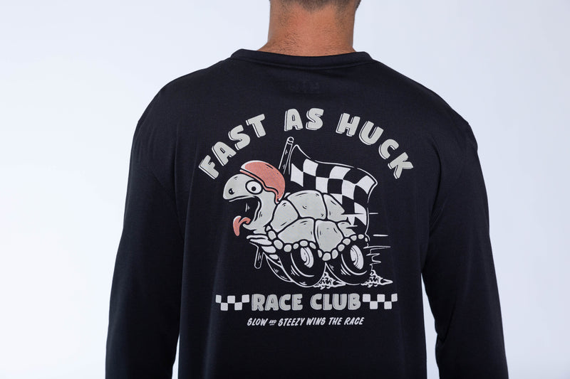 "Race Tortoise" L/S Tech Tee Black