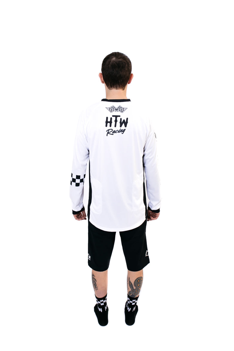 "Checkers" L/S Jersey Racing White
