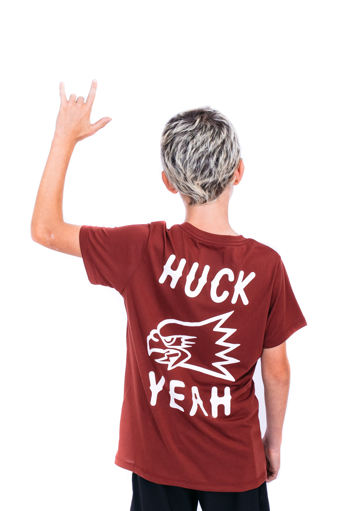 “Huck Yeah” YOUTH S/S Tech Tee Maroon