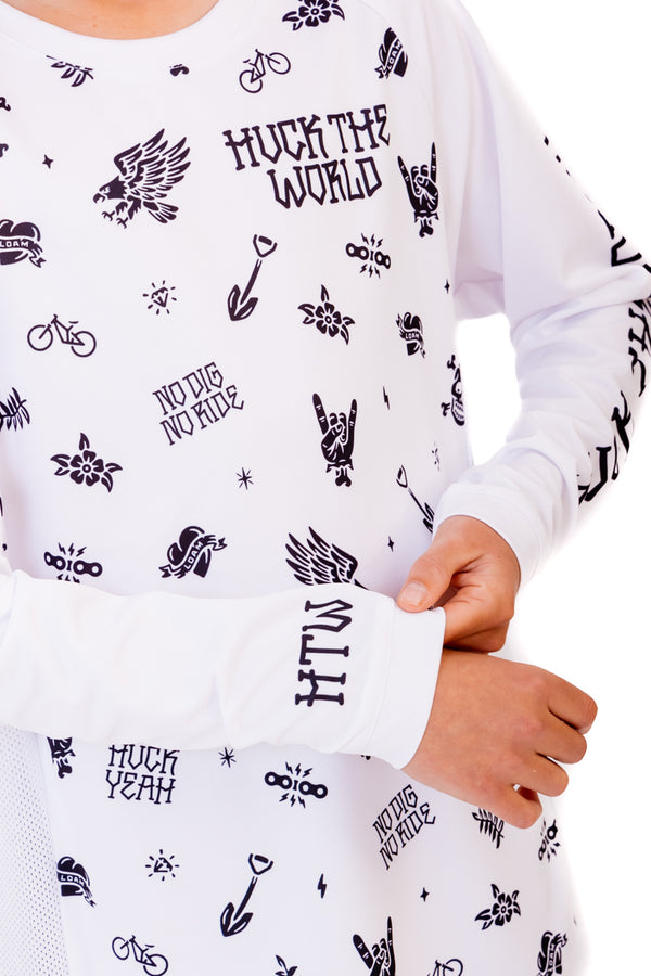 "Flash Icons" YOUTH Long Sleeve Jersey White