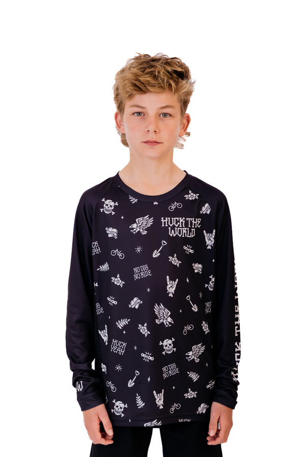 "Flash Icons" YOUTH Long Sleeve Jersey Black