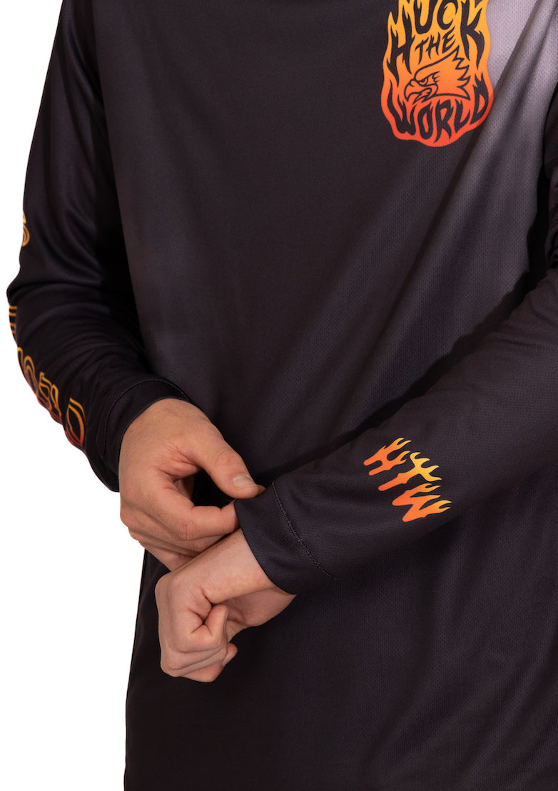 "Flame Logo" Long Sleeve Jersey Black