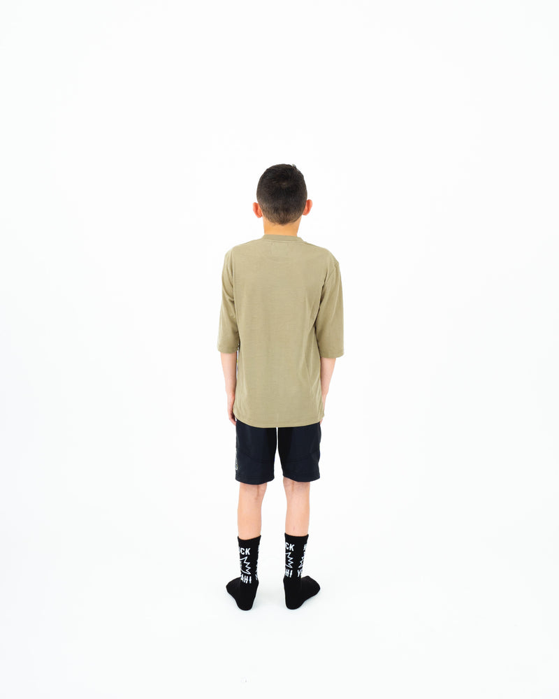 "Mountain" Youth 3/4 Tech Ride Tee Dusty Olive