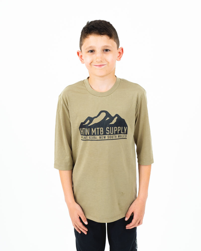 "Mountain" Youth 3/4 Tech Ride Tee Dusty Olive